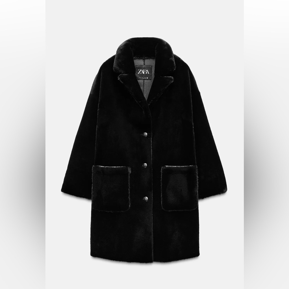 Zara Women's faux fur Black Coat